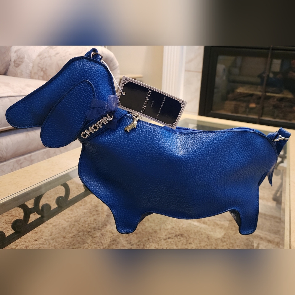 CHOPIN ROMA BORSA CANE BLUETTE 32 DB DOG PURSE Dachshund
